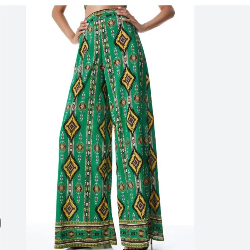 Alice + Olivia Vibrant Geometric Wide-Leg Pants Sz 14 NWT